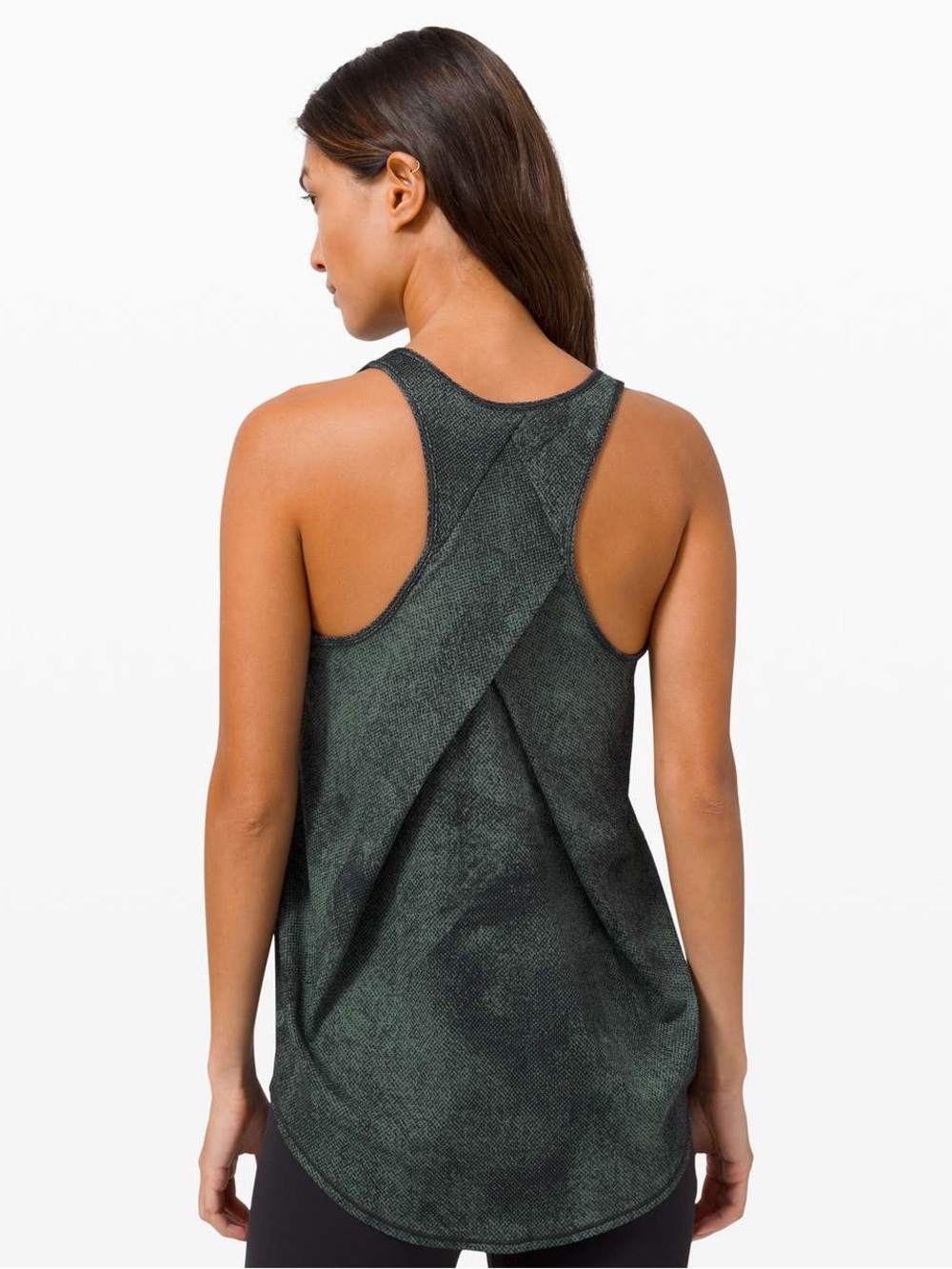 Lululemon Essential Tank Pleated Pixel Jacquard Algae Green Black